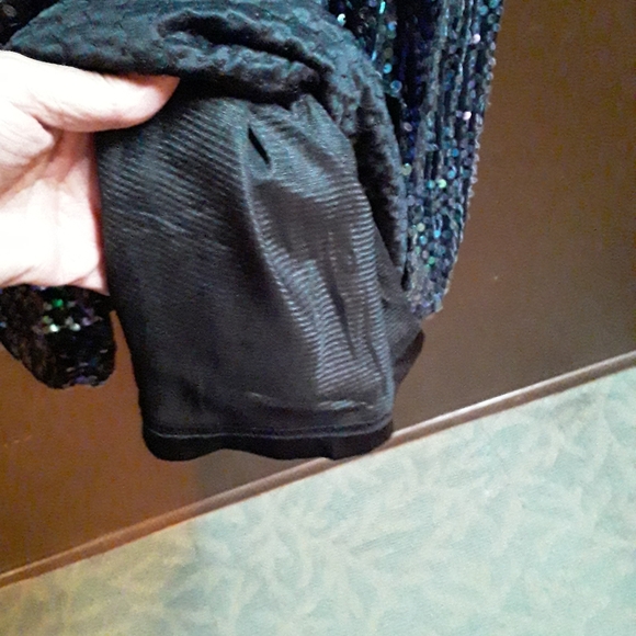 NWT  IN' VOLAND 20W green black long sleeve sequin dress women's - Picture 5 of 7